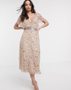 Платье миди с отделкой и завязкой ASOS DESIGN-Мульти