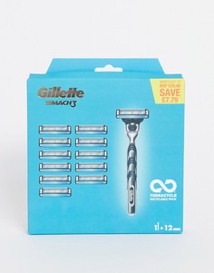 Большой набор из бритвы и 12 лезвий Gillette Mach 3-Бесцветный