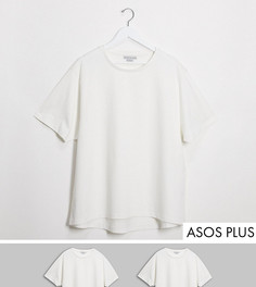 Набор из 2 обтягивающих футболок с асимметричным краем Another Influence Plus-Белый