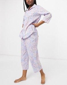Батистовая пижама с брюками капри и рубашкой с лацканами с принтом пейсли Lauren by Ralph Lauren-Многоцветный