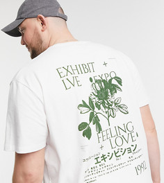 Белая футболка с принтом "Exhibit" спереди и сзади Topman Big & Tall-Белый