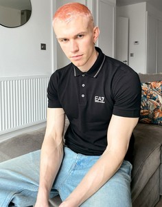 Черное поло Armani EA7 Core ID-Черный цвет