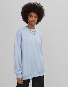 Светло-синий свитшот в стиле oversized из органического хлопка Bershka-Голубой