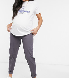 Серые брюки-чиносы с эластичной лентой под животом ASOS DESIGN Maternity-Серый