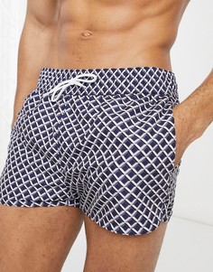 Короткие шорты для плавания с геометрическим принтом ASOS DESIGN-Черный цвет