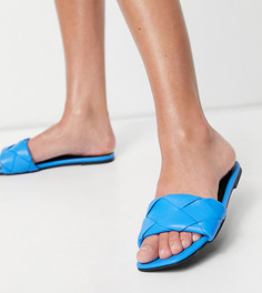 Синие плетеные сандалии на плоской подошве для широкой стопы Forty ASOS DESIGN-Голубой