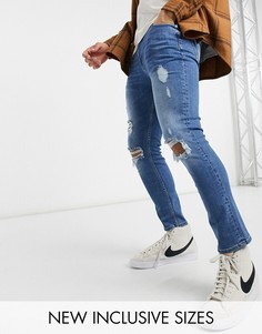 Выбеленные рваные джинсы скинни ASOS DESIGN-Голубой