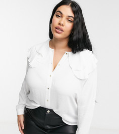 Белая блузка с воротником в стиле oversized Vero Moda Curve-Белый