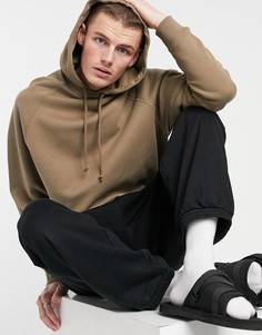 Коричневый меланжевый oversized-худи с перекрестной горловиной и рукавами реглан ASOS DESIGN-Коричневый цвет