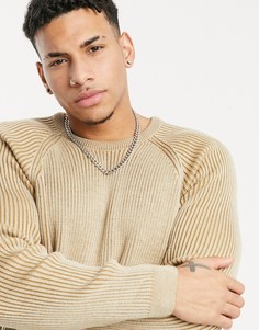 Бежевый джемпер фактурной вязки в рубчик ASOS DESIGN