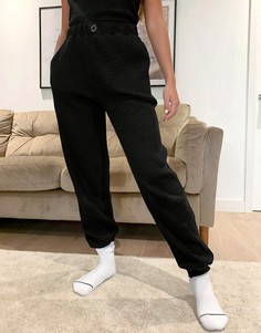 Черные джоггеры в стиле oversized для дома с вафельной фактурой ASOS Weekend Collective-Черный цвет
