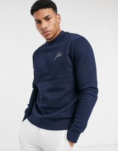 Темно-синий свитшот с высоким воротником и логотипом на груди Jack & Jones Premium (от комплекта)