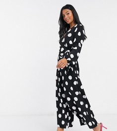 Комбинезон с запахом в горошек ASOS DESIGN Petite-Мульти