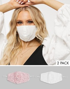 2 маски для лица с пайетками белого/розового цвета TFNC-Розовый
