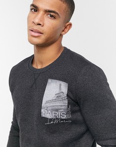 Темно-серый свитшот с принтом "Paris" Burton Menswear