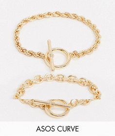 2 браслета ASOS DESIGN Curve-Золотой