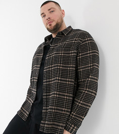 Коричневая рубашка навыпуск в клетку с накладными карманами ASOS DESIGN Plus-Коричневый цвет