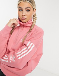 Розовый свитшот на молнии с высокой горловиной adidas Originals Locked Up-Розовый цвет