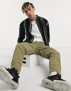 Бело-зеленая вельветовая oversized-рубашка в полоску в стиле 90-х ASOS DESIGN-Зеленый цвет