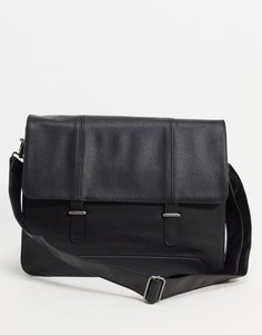 Черная сумка сэтчел из искусственной кожи с тисненым логотипом ASOS DESIGN-Черный цвет
