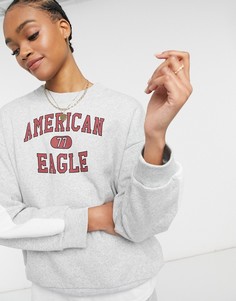 Серый свитер с логотипом American Eagle