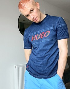 Темно-синяя футболка с логотипом на груди HUGO x Liam Payne Dappal-Темно-синий