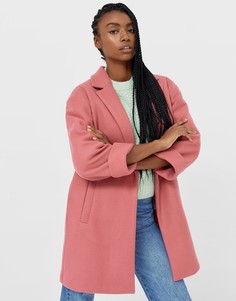 Розовое классическое пальто из переработанного полиэстера Stradivarius-Розовый цвет
