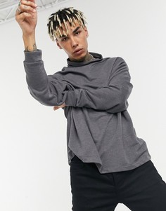 Черный выбеленный oversized-свитшот из супермягкой ткани с высоким воротом ASOS DESIGN-Черный цвет