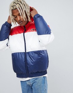 Красный пуховик колор блок Fila Black Line Tatum