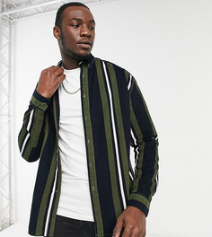 Зеленая вельветовая oversized-рубашка в полоску в стиле 90-х ASOS DESIGN Tall-Зеленый цвет