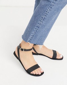 Черные матовые резиновые сандалии ASOS DESIGN Fia-Черный цвет