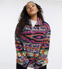 Флисовая куртка в стиле oversized с короткой молнией New Girl Order Curve-Многоцветный
