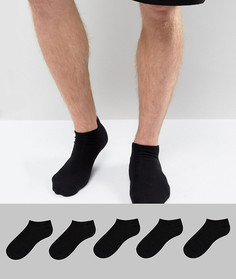 5 пары черных спортивных носков ASOS DESIGN-Черный