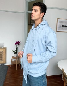 Худи синего цвета в стиле oversized с перекрестной вставкой ASOS DESIGN-Голубой