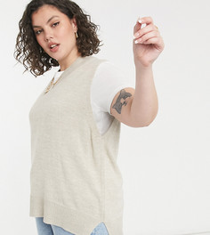 Трикотажный джемпер-жилет в стиле oversized Rokoko Plus-Бежевый
