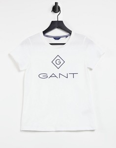 Белая футболка с круглым вырезом GANT-Белый