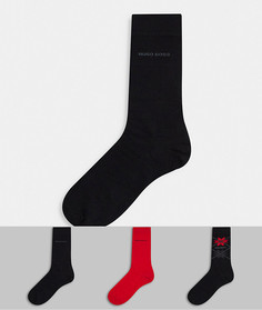 Подарочный набор из трех пар носков черного и красного цветов BOSS Bodywear-Черный цвет