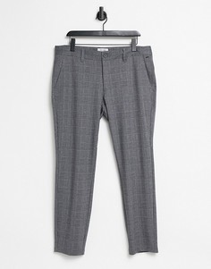 Серые брюки узкого кроя в клетку Only & Sons-Черный цвет