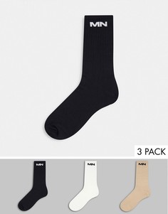 Набор из трех пар носков с буквенным логотипом Mennace LUV-Многоцветный