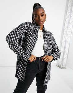 Черная oversized-рубашка в клетку Missguided-Черный цвет