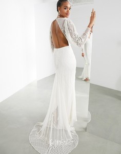 Свадебное платье со вставками из бисера ASOS EDITION Lucy-Белый