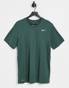 Зеленая футболка с логотипом-галочкой Nike Training-Зеленый цвет