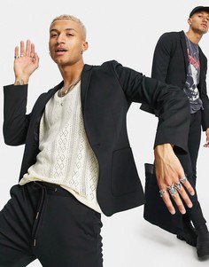 Черный трикотажный супероблегающий пиджак ASOS DESIGN-Черный цвет