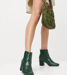 Темно-зеленые ботинки челси для широкой стопы на каблуке Glamorous-Зеленый цвет