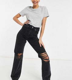 Черные широкие джинсы с разрезами на коленях Dr Denim Tall Echo-Черный цвет
