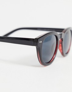 Круглые солнцезащитные очки в блестящей черной оправе с отделкой ASOS DESIGN-Черный цвет