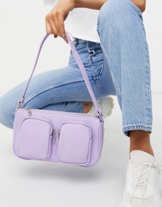 Фиолетовая сумка на плечо из фактурного полиуретана с карманами ASOS DESIGN-Сиреневый