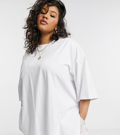 Белая футболка в стиле super oversized с разрезами по бокам ASOS DESIGN Curve-Белый