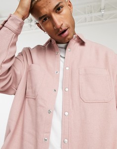 Пыльно-розовая рубашка из ткани с добавлением шерсти ASOS DESIGN-Розовый