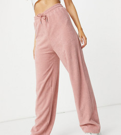 Эксклюзивные махровые брюки светло-розового цвета со шнурком New Girl Order (от комплекта)-Розовый цвет